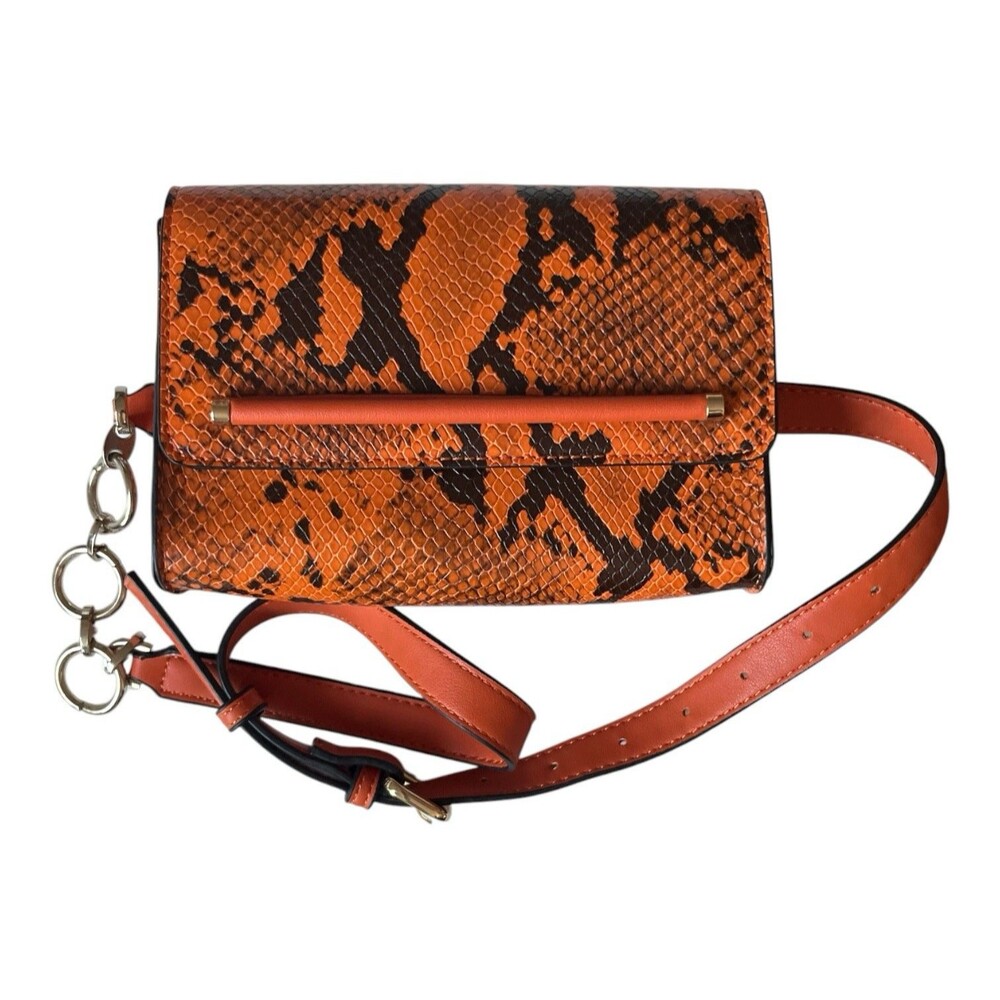 Topshop Crossbody Orange Black Snake Reptile Print Bag  7-1/4 x 5"